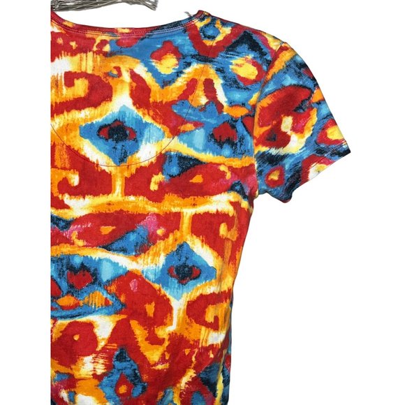 Additions by Chicos size 0/US4 extra small, tie-dye, orange, red blue short slee - Picture 8 of 12